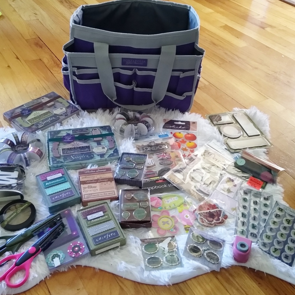 Bundle of Scrapbook Supplies and Bag